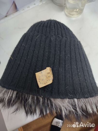 Шапка чернобурая вязаная б/у
