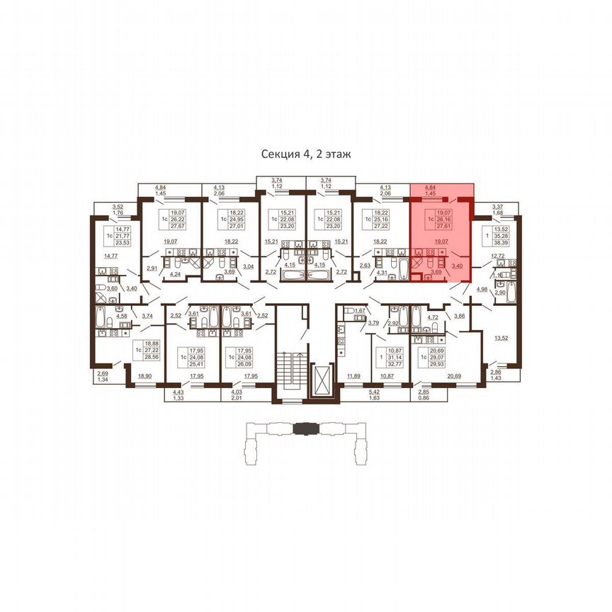 Квартира-студия, 27,6 м², 5/6 эт.