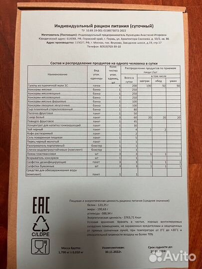 Ирп сухой паек