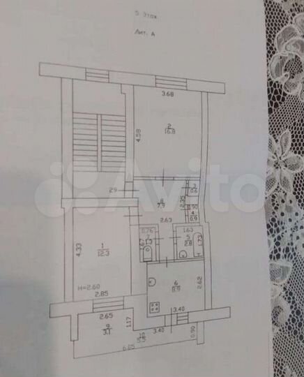 2-к. квартира, 51,5 м², 5/5 эт.