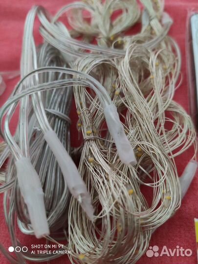 Гирлянда Занавес, Usb, тонкая нить, теплый белый