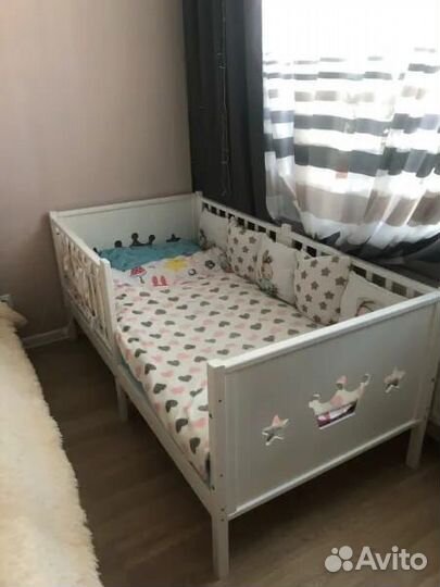 Кроватка из массива от 2х лет с бортиком Лисенок