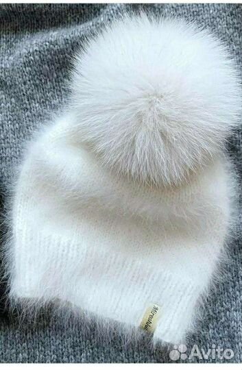 Шапка ручной вязки премиальная итальянская ангора