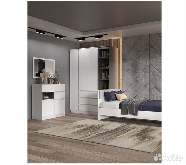 Шкаф 3-х створчатый с ящиками Белый