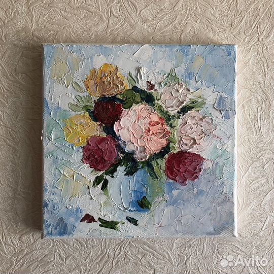 Картина маслом «Букет пионов»