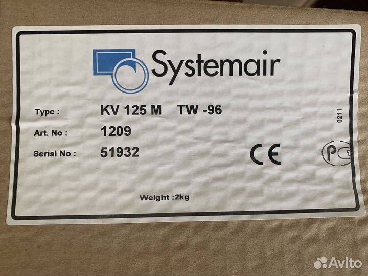 Канальный вентилятор Systemair kv 125 m