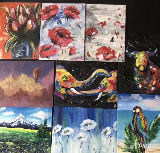 Картины акрилом на холсте 18 на 24 см