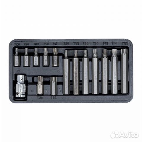 Набор вставок torx с отверстием (T20-T55) 15 предм