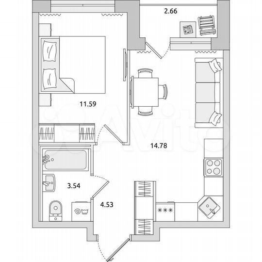 1-к. квартира, 37,1 м², 9/21 эт.