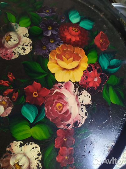 Большой Жостовский поднос под реставрацию