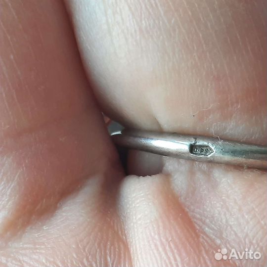 Кольцо серебро СССР, янтарь 925