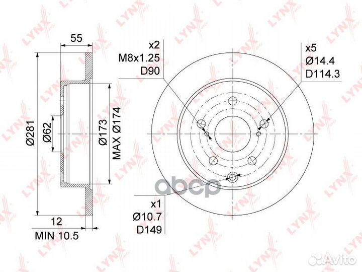 Диск тормозной задний (281X12) toyota RAV 4 III