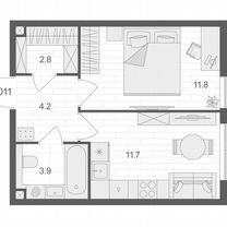 1-к. квартира, 34,4 м², 10/12 эт.