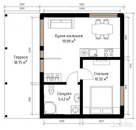 Каркасный дом 45 м² под ключ