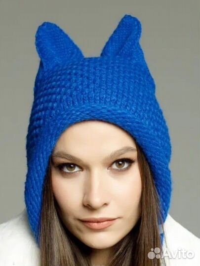 Шапка женская вязаная с ушками