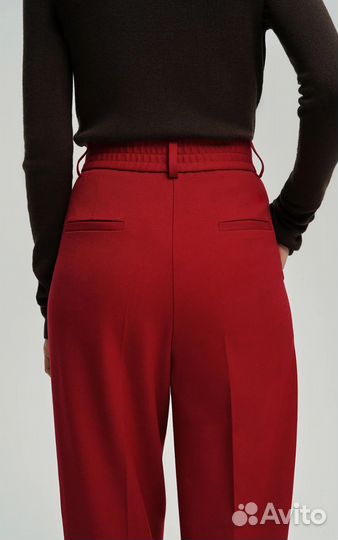 Брюки прямого кроя красные 1811 48