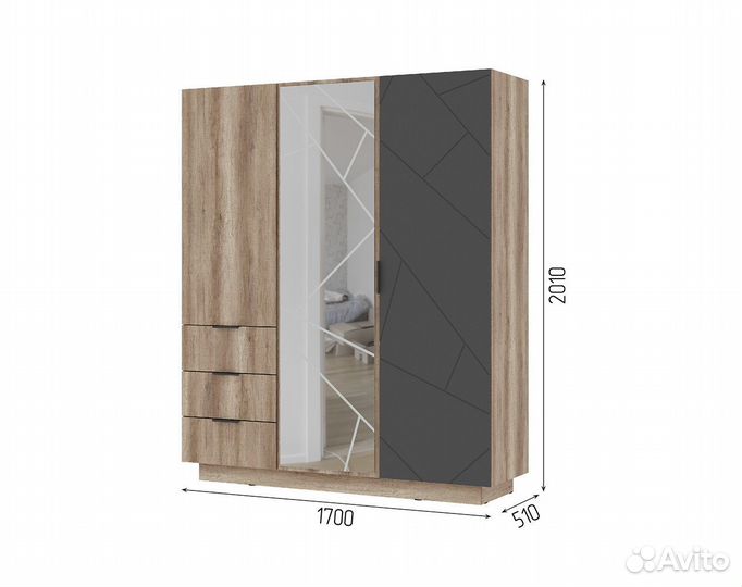 Даллас Шкаф шк 01 3х-створчатый