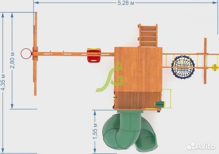 Детская площадка IgraGrad Крафт Pro 4 с трубой