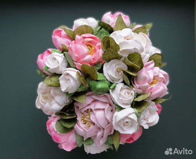 Зефирные букеты из пионов и роз / Зефирные цветы