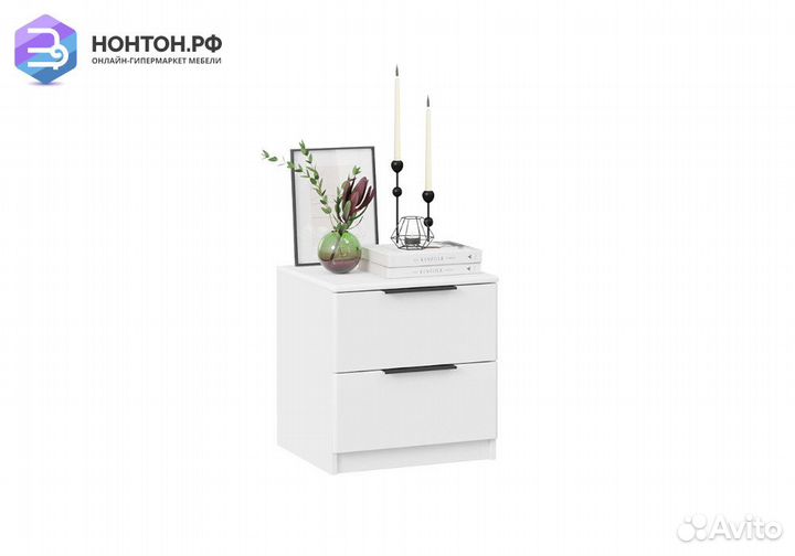 Тумба прикроватная Тесса белый жемчуг / белый глян