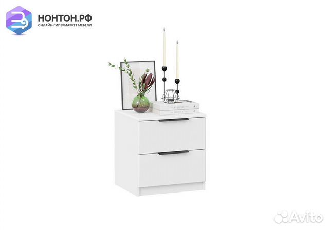 Тумба прикроватная Тесса белый жемчуг / белый глян