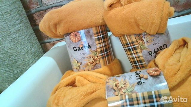 Плед Carre оранжевый новый