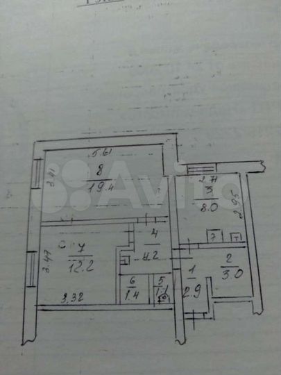 2-к. квартира, 52,2 м², 1/2 эт.