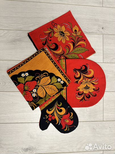 Набор для кухни хохлома салфетки/полотенце/варежка