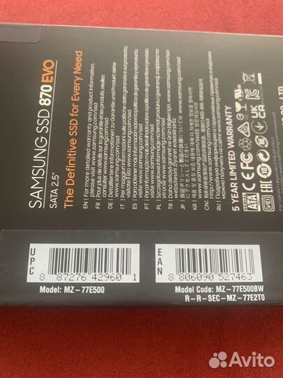 Оригенальный SSD samsung 870 evo 500Gb