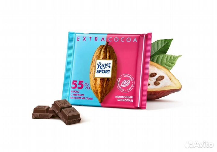 Ritter Sport Мягкий вкус из Ганы 55какао 100 г