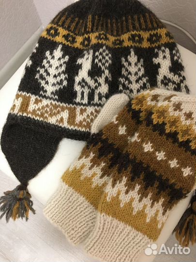 Шапка - перуанка с рукавичками