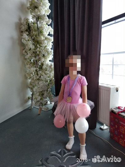 Купальник гимнастический розовый юбка балетки