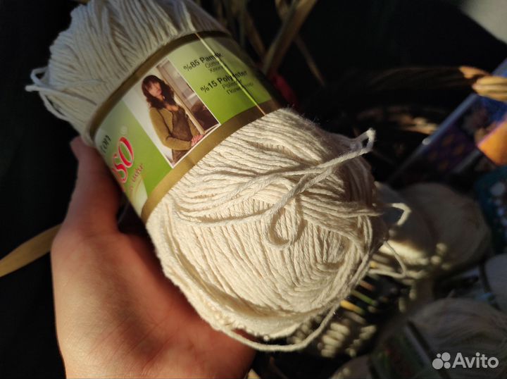Пряжа нитки для вязания хлопок белая