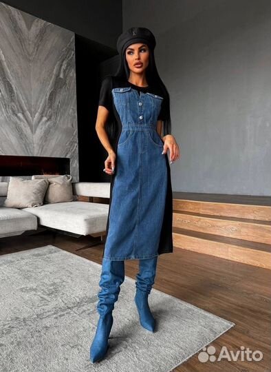 Платье футболка джинс