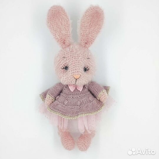 Заяц Мягкая игрушка вязаный зайка розовый