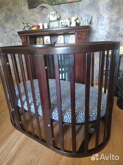 Детская круглая кроватка трансформер elipsebed