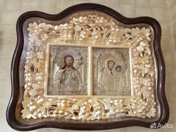 Старинный киот иконы венчальная пара 19 век