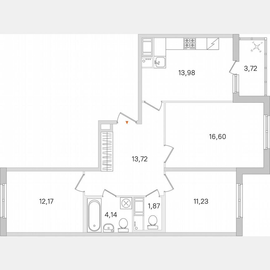3-к. квартира, 75,6 м², 5/8 эт.