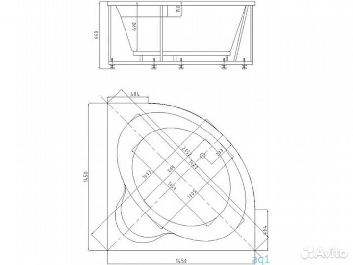 Ванна акриловая 145х145. Ванна угловая