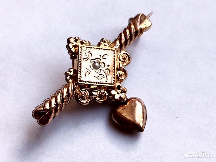 Золото-дубле брошка антикварная 19 век