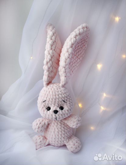 Зая Катя вязаная мягкая игрушка