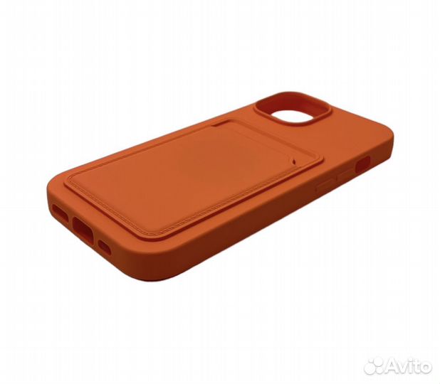 Чехол для iPhone 15 silicone+pocket оранжевый