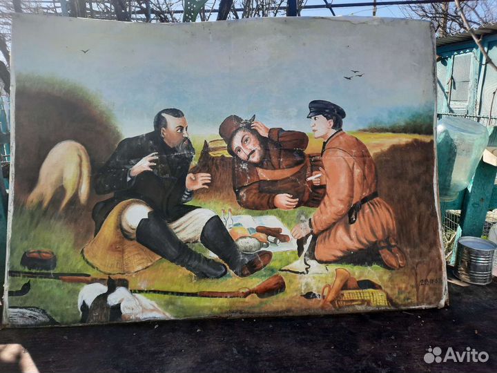 Старинная картина холст масло