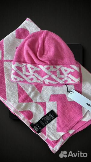 Оригинал шапка и шарф Karl Lagerfeld кашемир