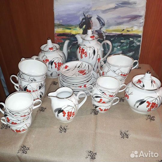 Чайный сервиз Дулево. Кофейный. Кизил. новый