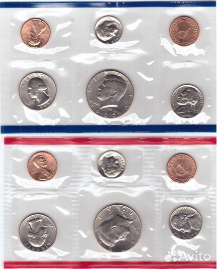 Годовой набор монет США 1985 год (5 монет + жетон