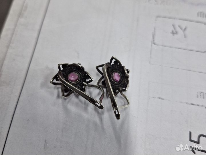 Серьги серебро СССР 875 проба