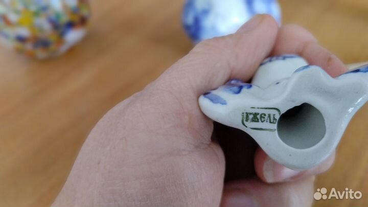 Предметы интерьера-фигурки Гжель и яблоко (стекло)