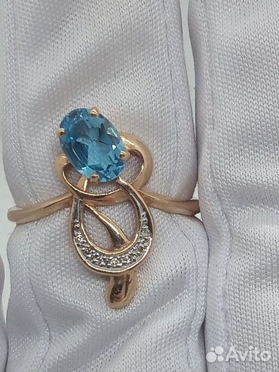 Золотое кольцо с Бриллиантами,Топазом