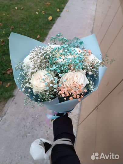 Красивый букет. Розы & Гипсофила